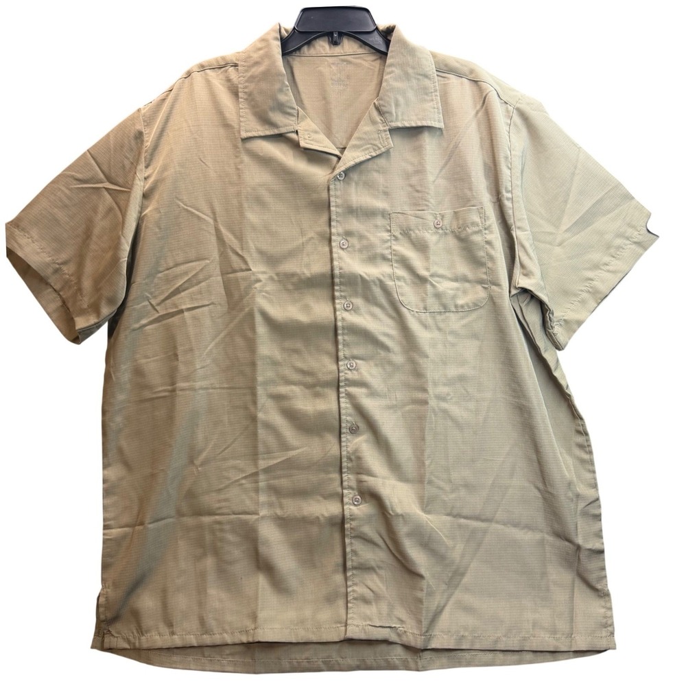 UV Shield Haband Ripstop Shirt Mens XL Tan Short‎ Sleeve Utility Gorpcore Hiking